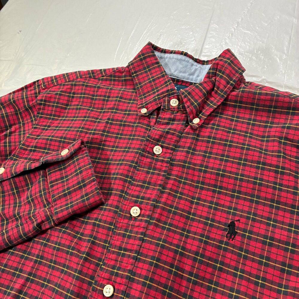 Polo Ralph Lauren Red Plaid Custom Fit Men's Medium Preppy Button Down